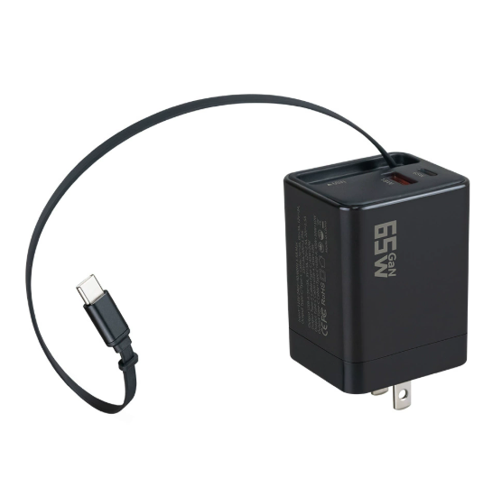 PD 65W charger with stretchable cable
