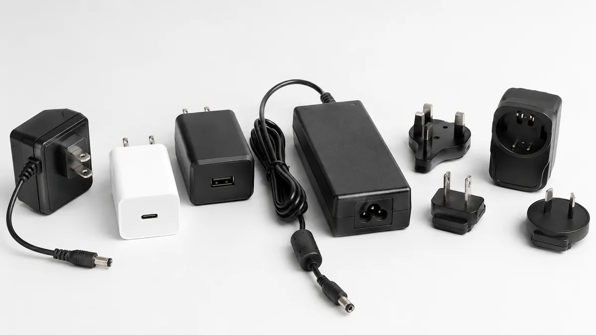 AC DC power adapter types with wall plug and desktop power supply options